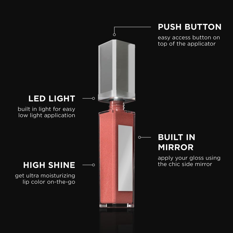 Pure Cosmetics Pure Illumination Light-Up Lip Gloss with LED-Lit Applicator Brush + Side Mirror, Non-Sticky, Moisturizing Hydrating Lip Glosses with Lanolin, Jojoba Oil, & Vitamin E, Oopsy Daisy - Image 3